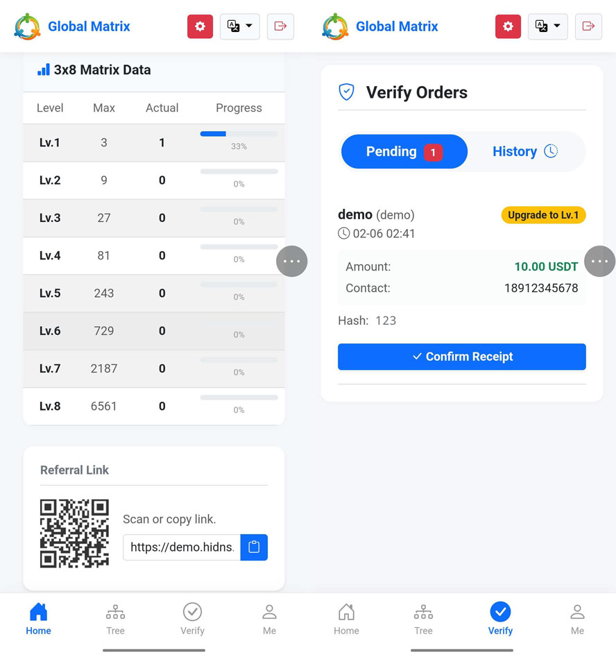 中文简繁英文三语3x8矩阵、公排滑落、烧伤机制互助系统前端截图