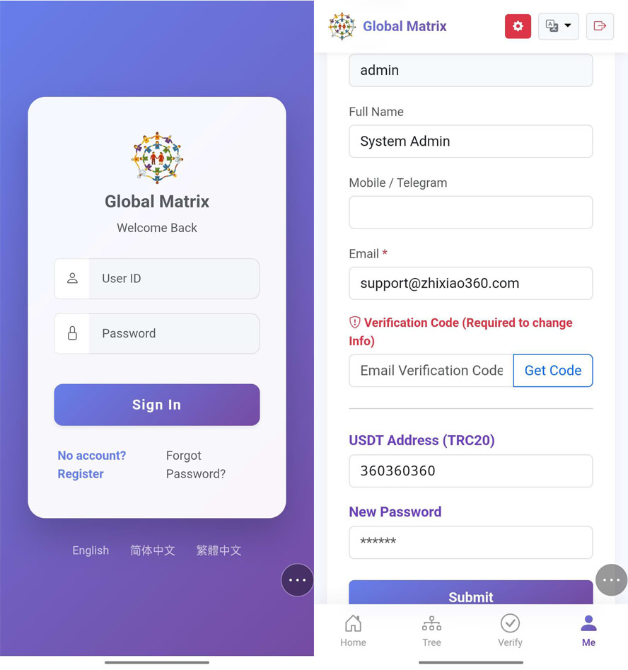 简繁英文三语2x8二二复制矩阵公排滑落烧伤机制互助系统前端截图