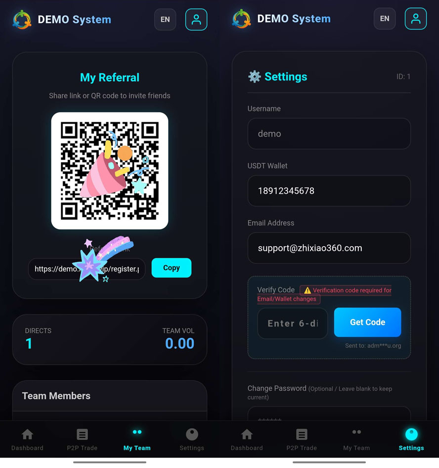 简繁英文三语极差复利投资分红系统前台截图